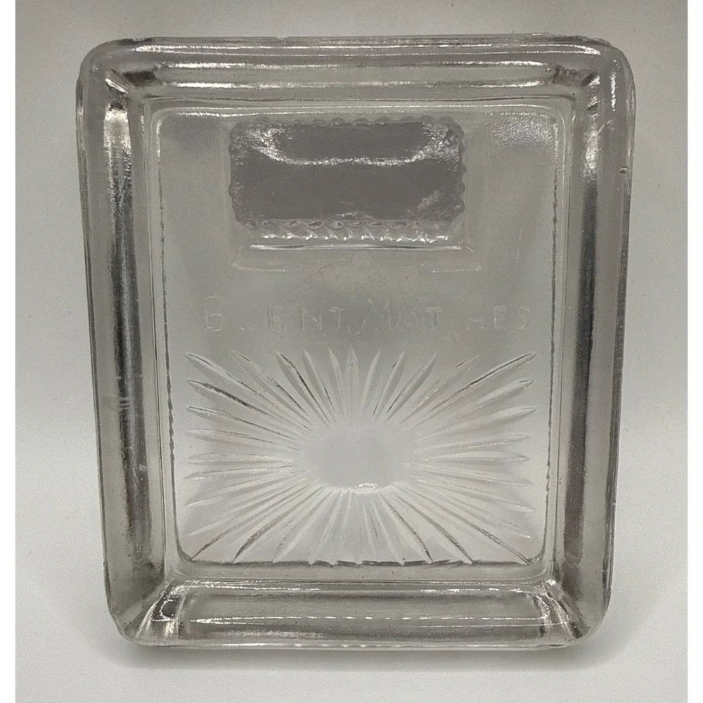Vintage Pressed Glass Match Holder Striker Burnt Matches Smoking Accessories